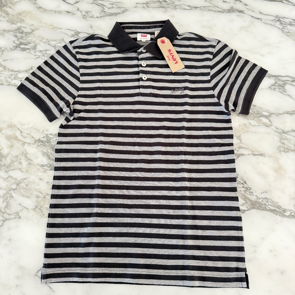 Levi's Men's Striped Short Sleeve Cotton Polo shirt, Size Small